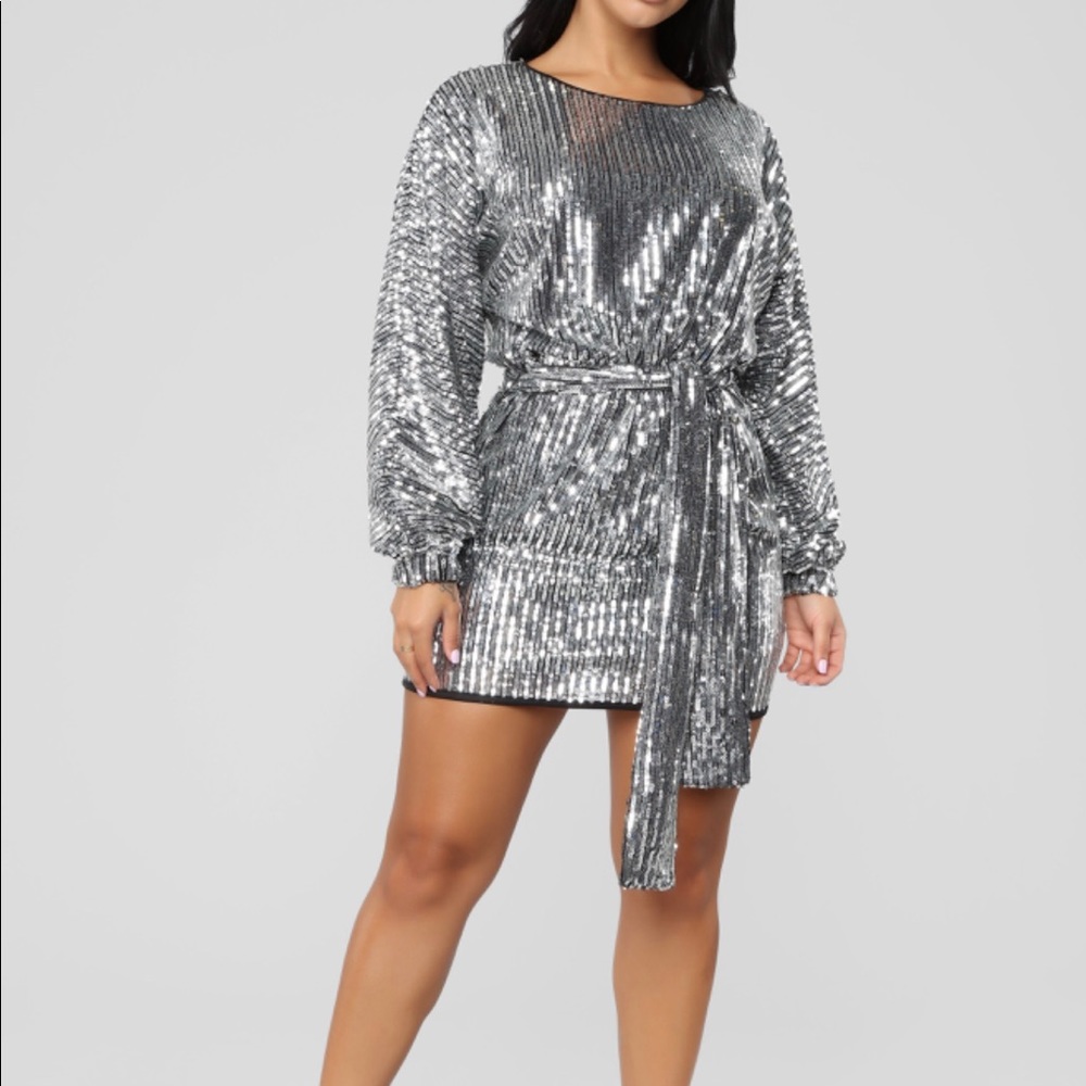 Silver sequin dress